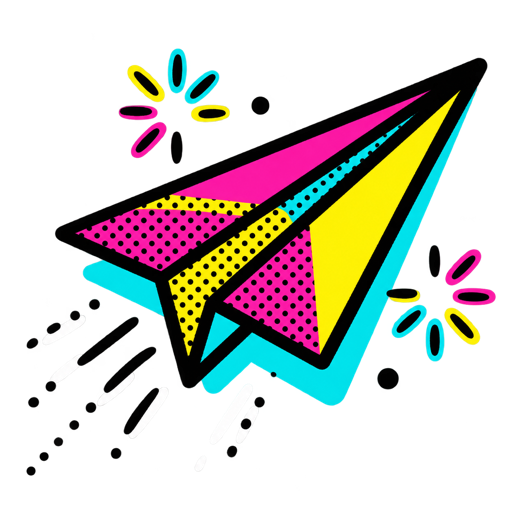 Colourful comic paper plane