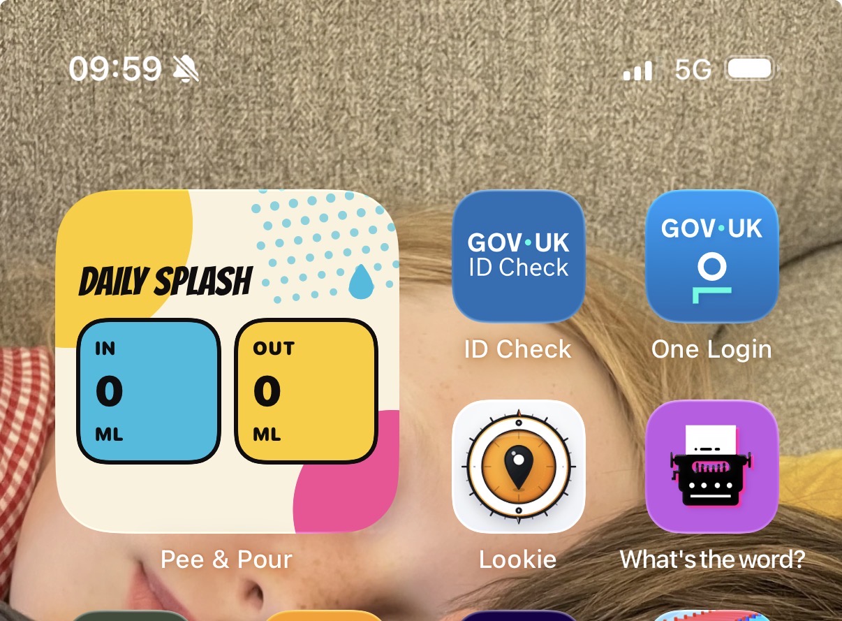 Pee and Pour Daily Splash widget with private in and out totals